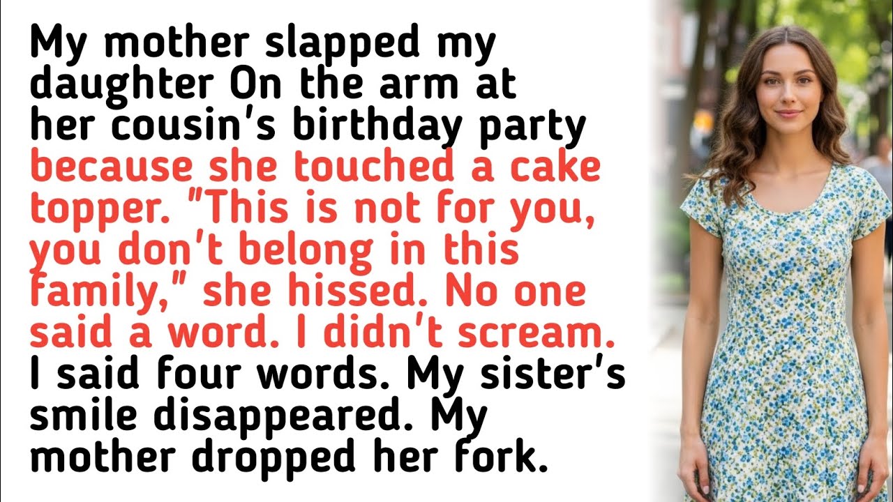 My mother slapped my daughter On the arm at her cousin's birthday party because she touched a cake