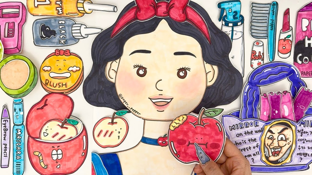 [🚀paper ASMR] Snow White Glow Up✨ Makeup + Hair Dye & Perm | paper pepper