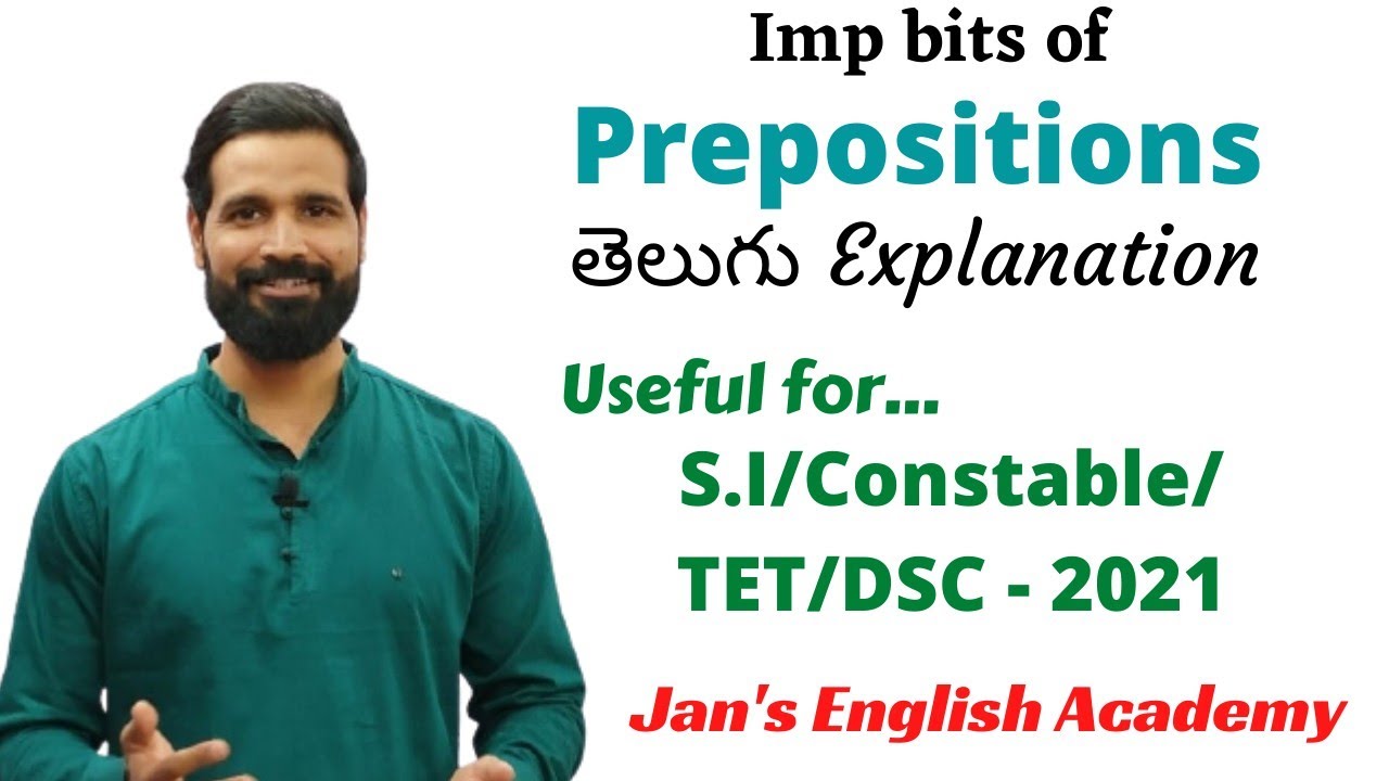 Prepositions Telugu | S.I | Constable | TET | DSC | Group 4 #jansenglishacademy