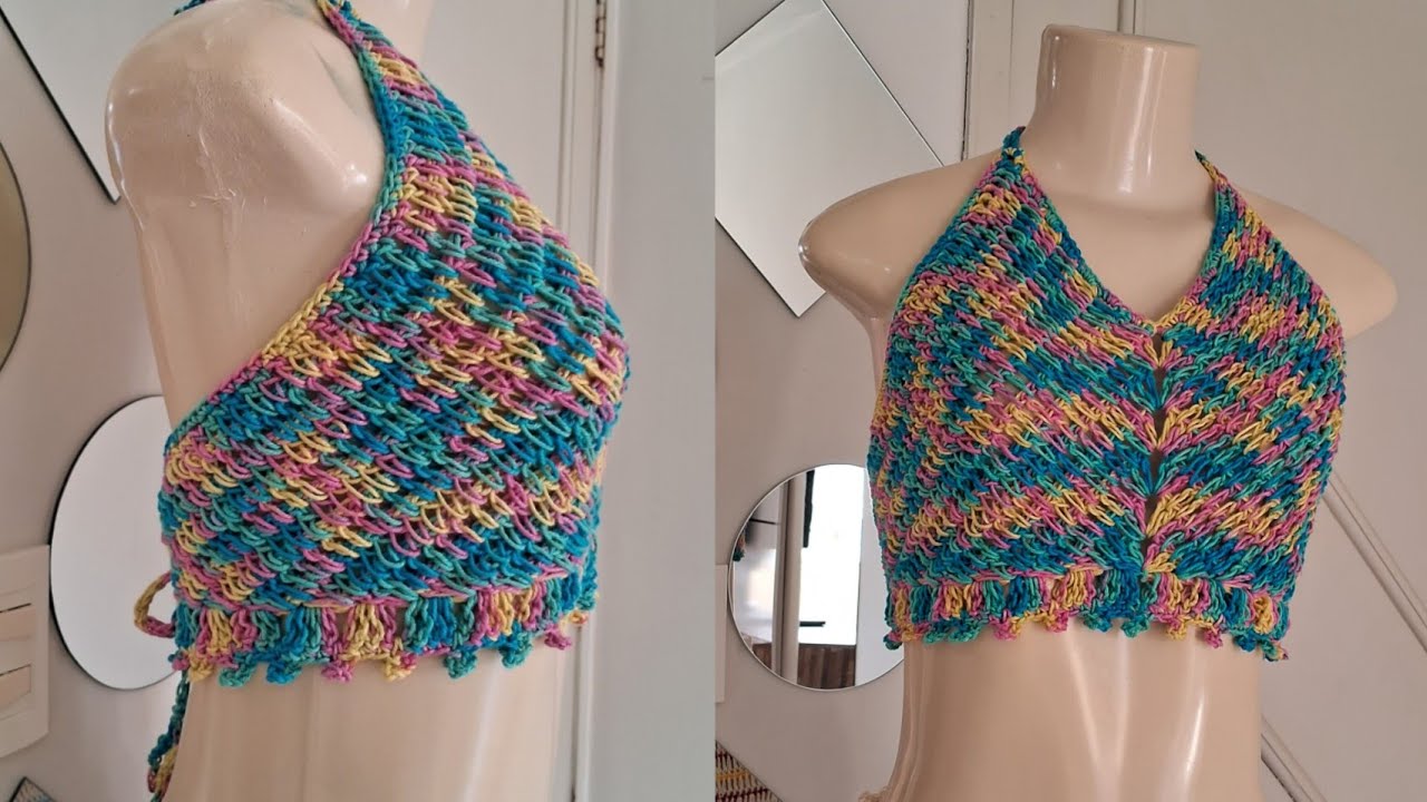 Cropped de crochê com fio amigurumi