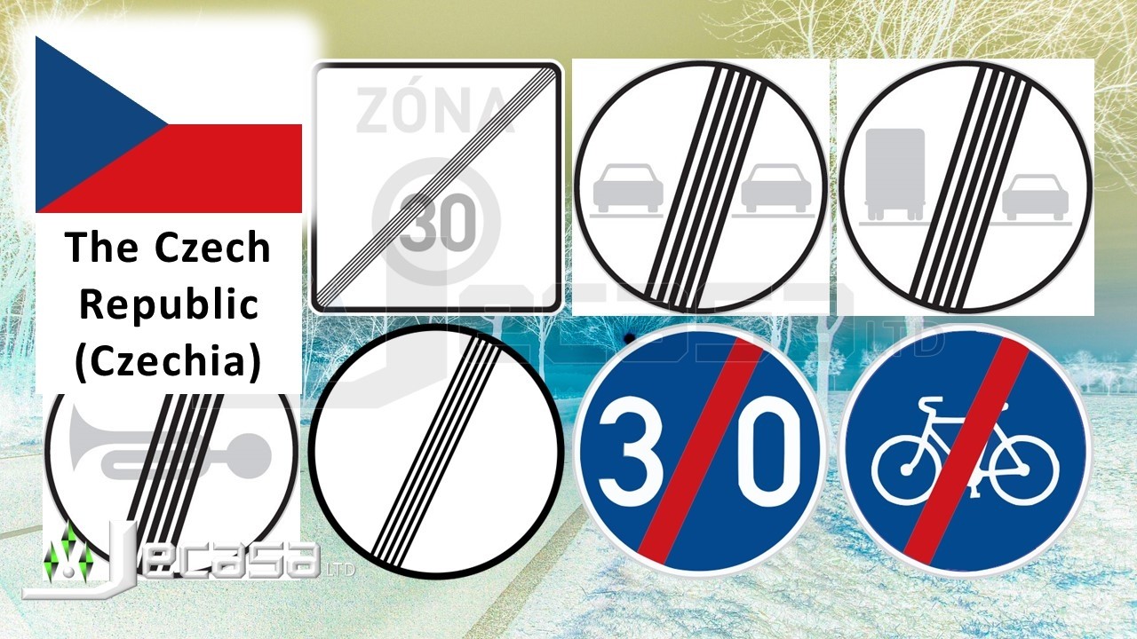 De-Restriction Traffic-Road Signs in the Czech Republic (Czechia, Prague, Brno, Ostrava, Plzeň)