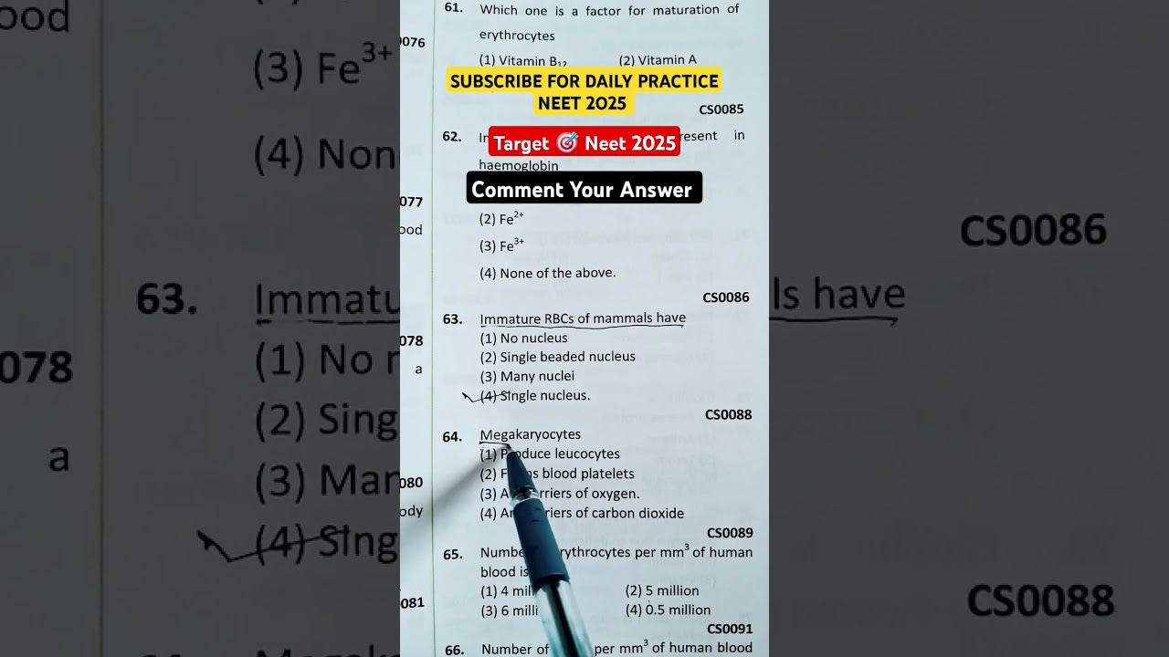 Biology Pyq Neet Practice Class 12th Biology 
