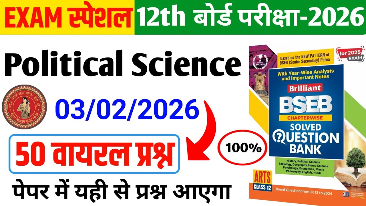 Political Science Class 12th VVI Objective Questions 2026 | Class 12 Political Science Objective
