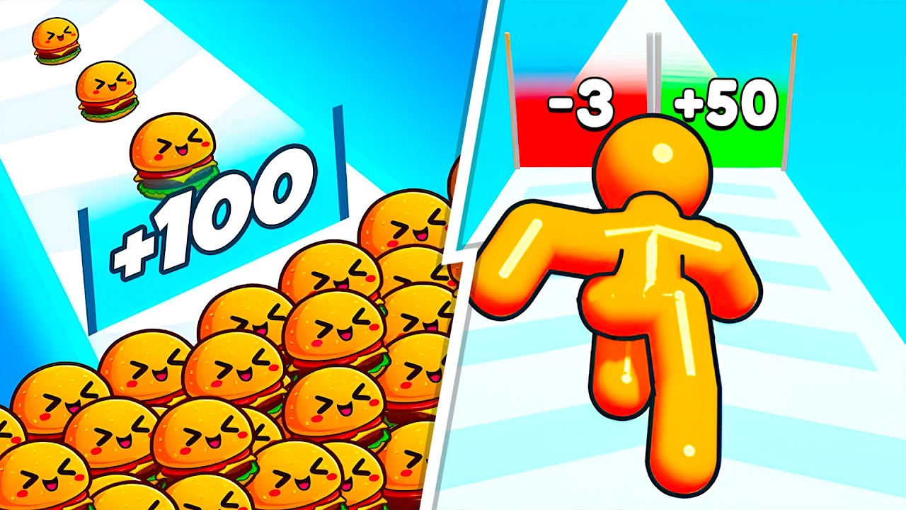 Food Run VS Tall Man Run - Full Levels Speedrun Gameplay (Android & iOS) Ep 866