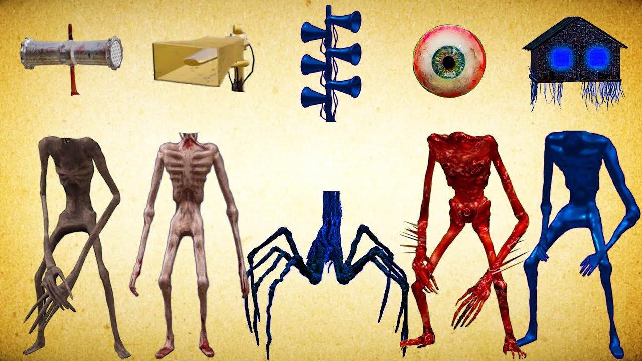 WRONG HEADS SIREN HEAD MEET GRINDER,SIREN HEAD THUNDERBOLT,TRIPLE SIREN HEAD EYEBALL,BLUE HOUSE HEAD