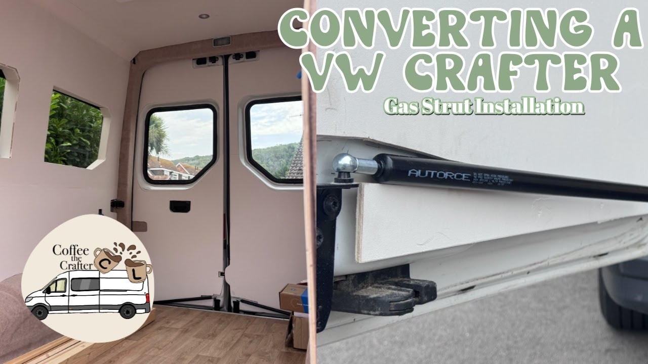 CONVERTING A VW CRAFTER | gas strut installation on barn doors | VW Crafter 2017 onwards / MAN TGE