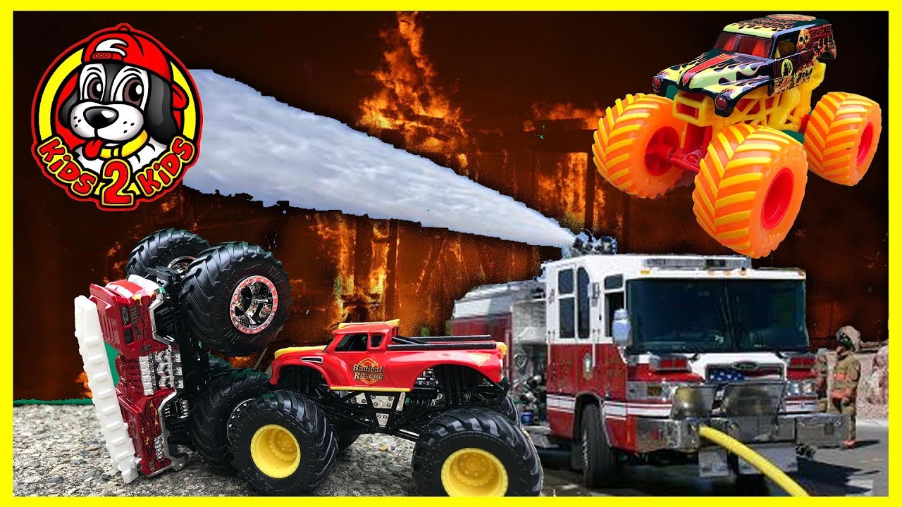 Monster Jam Fire Trucks RADICAL RESCUE, BACKDRAFT & 5 ALARM Fourth of July Fireworks Special