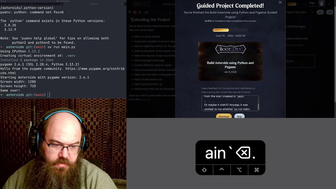 Build Asteroids using Python and Pygame