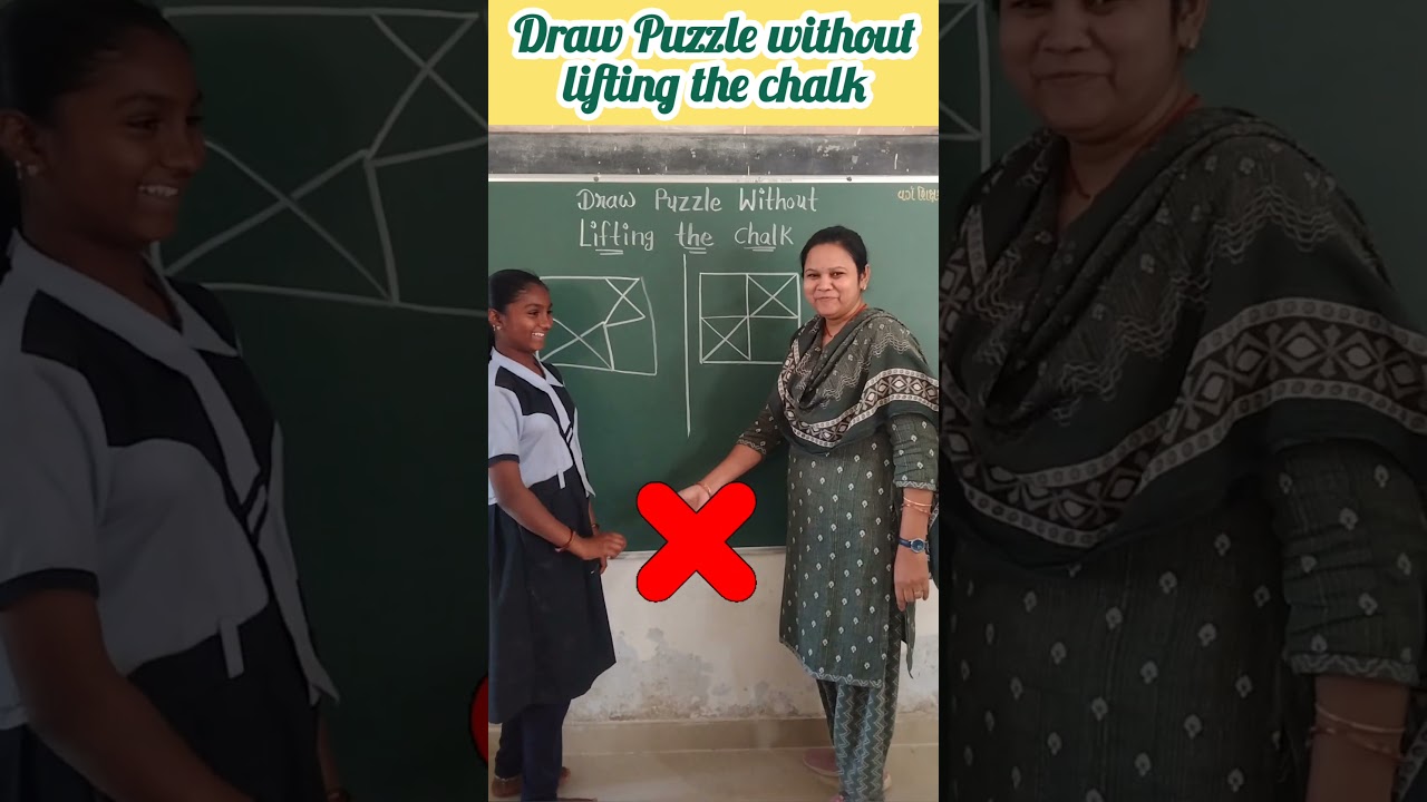 Draw puzzle without lifting the chalk/Brain Test/innovative ideas #education #short #youtubeshorts