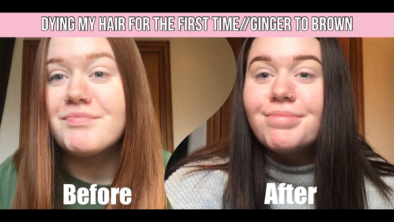 Dying my hair for the first time//Ginger to Brown