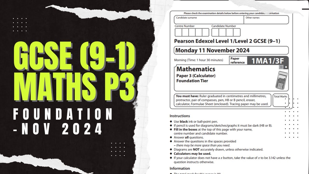 GCSE Maths Edexcel November 2024 Foundation Paper 3 Exam Walkthrough | 1MA1/3F