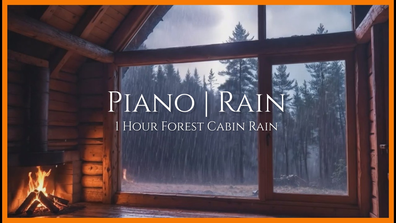 Cozy Forest Cabin in a Heavy Thunderstorm ⛈️ Rain & Crackling Fireplace for Deep Sleep