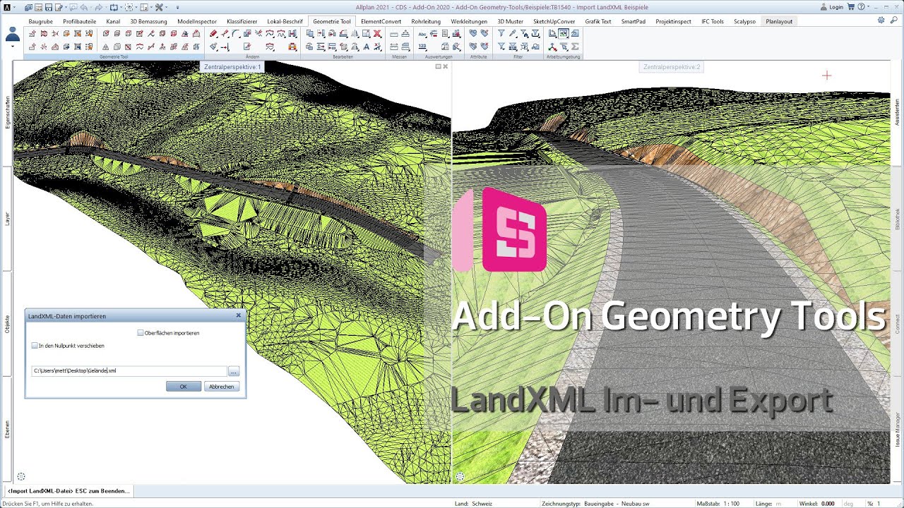 ALLPLAN Add-On Geometry Tools V2 - LandXML Gelände Im- und Export