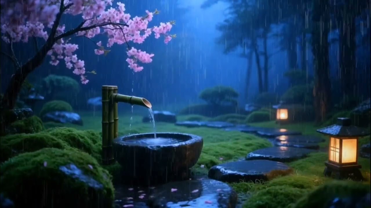 Relaxing Rain and Soft Piano in a Peaceful Zen Garden | Sleep, Study, and Deep Relaxation