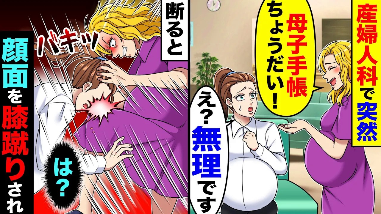 産婦人科で突然、見知らぬ女に「母子手帳ちょうだい」私「無理です」→断ると顔面に膝蹴りされ