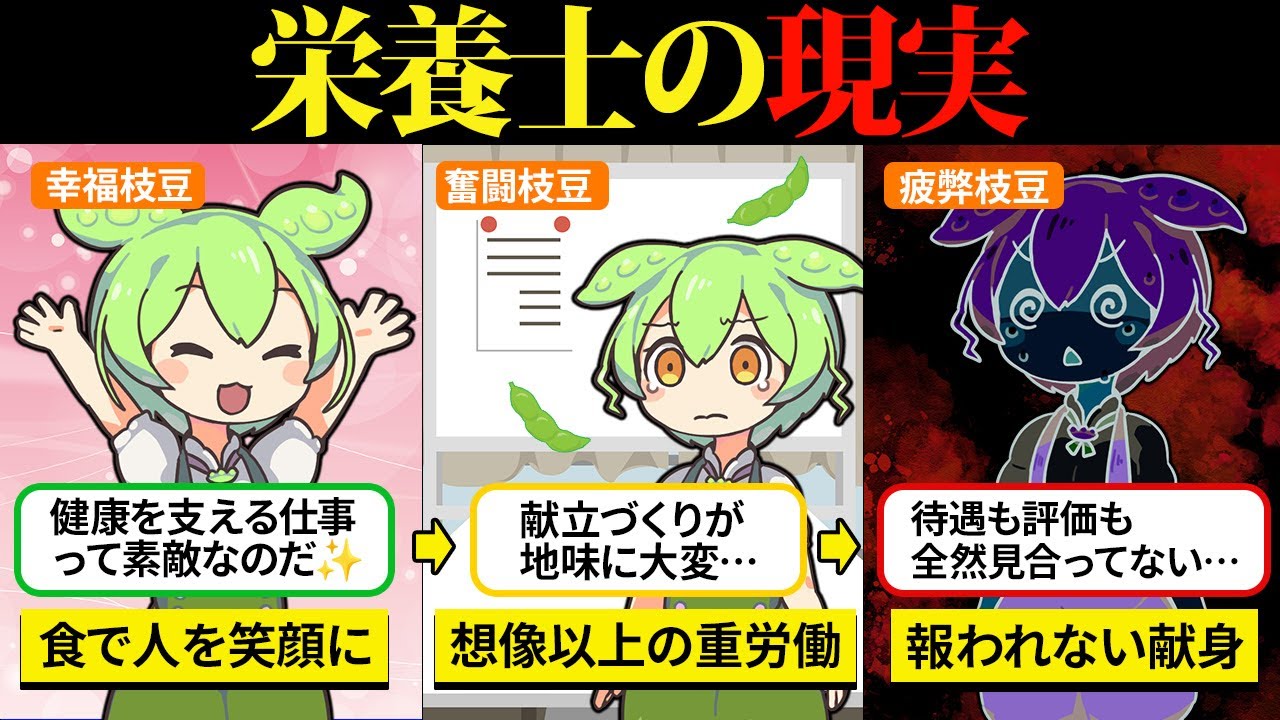 栄養士になったけど、こんなに報われない仕事だったの&hellip;？【ずんだもん＆ゆっくり解説】