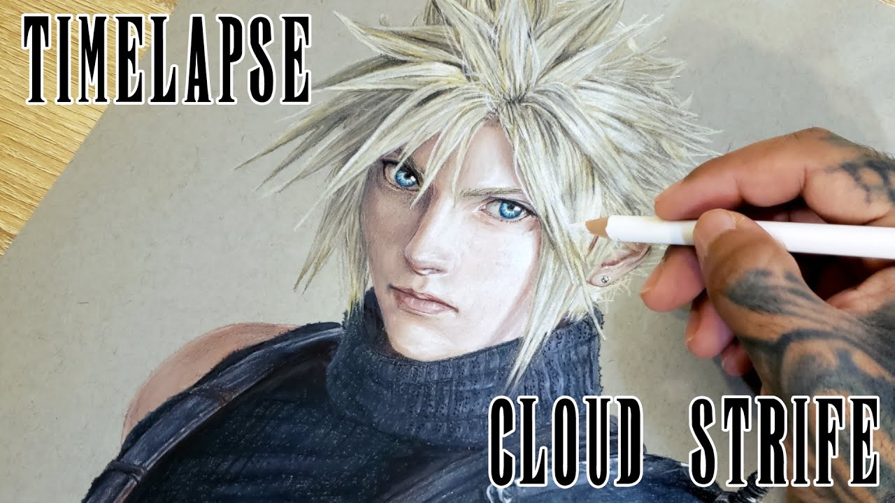FINAL FANTASY 7 REMAKE: CLOUD STRIFE - Colored Pencil Drawing Timelapse