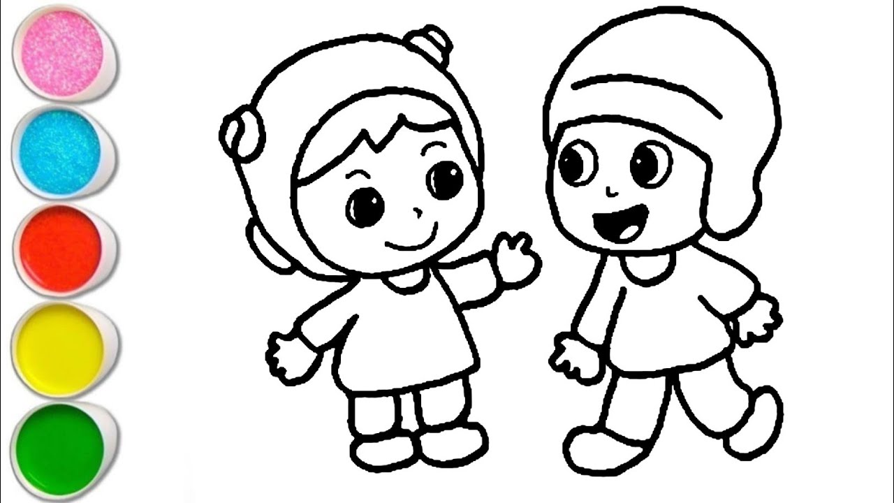 Cute Pocoyo and Nina Drawing, Painting and Coloring For Kids and Toddlers_ Child Art