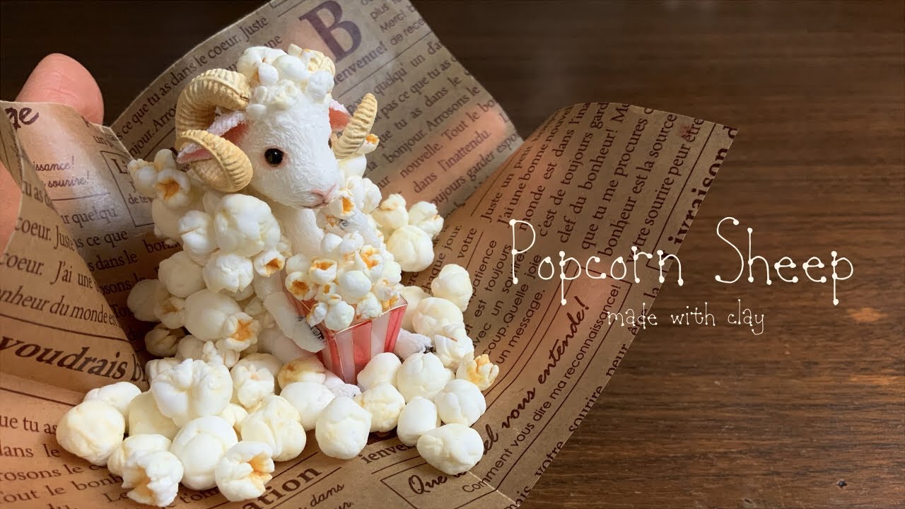 【樹脂粘土・レジン】ポップコーンの羊【Clay, UVresin】Popcorn sheep | DIY