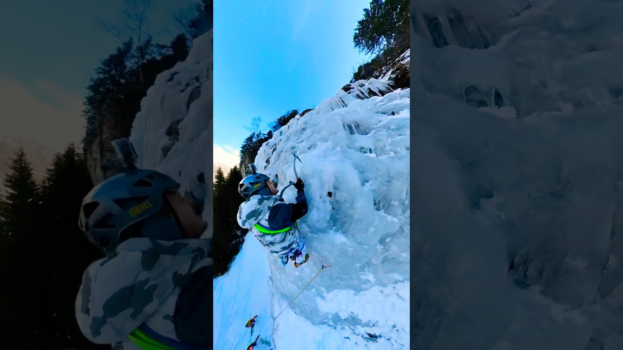 Climbing Luibisfall Austria in best conditions 2025 #mountains  #iceclimbing #adventure #snow