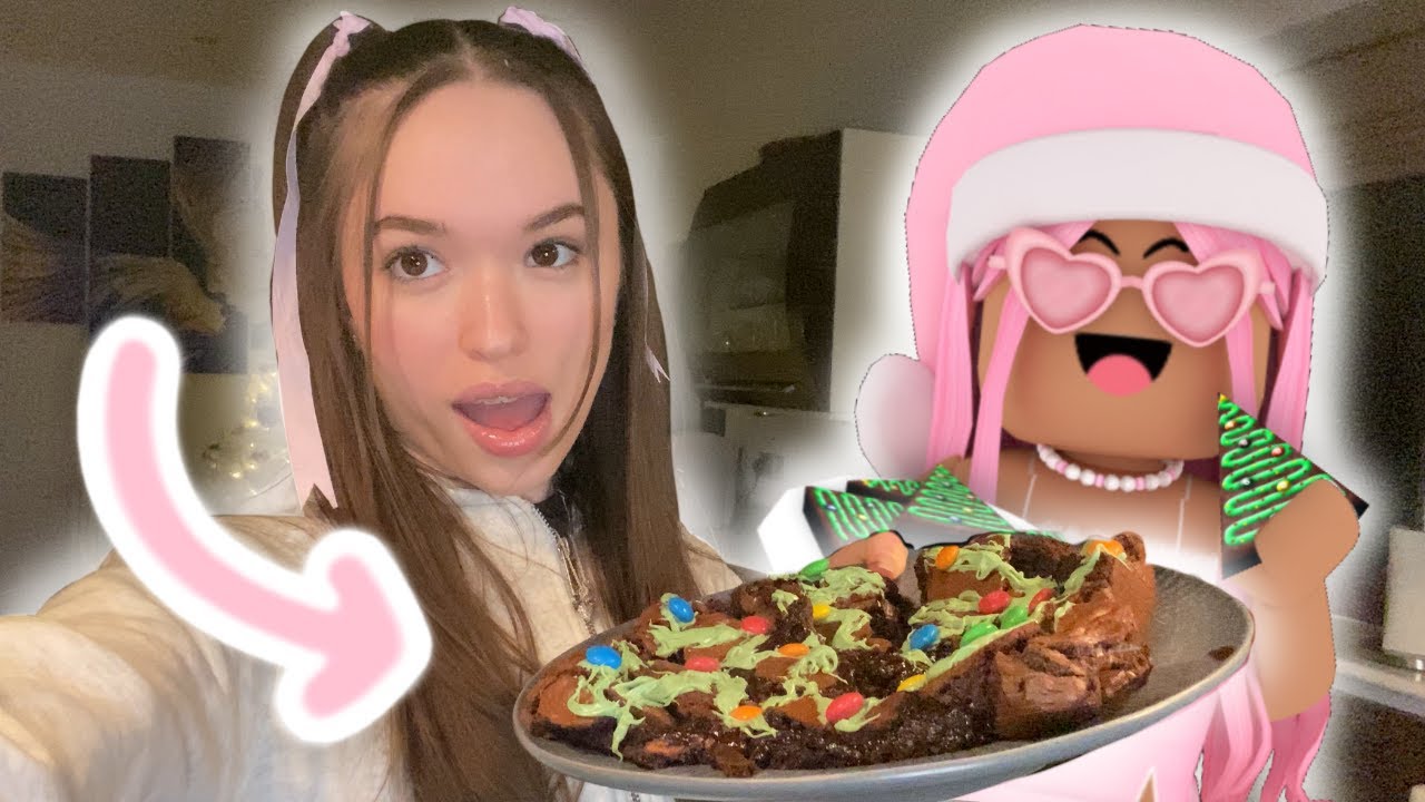 i made BLOXBURG CHRISTMAS BROWNIES in real life!!