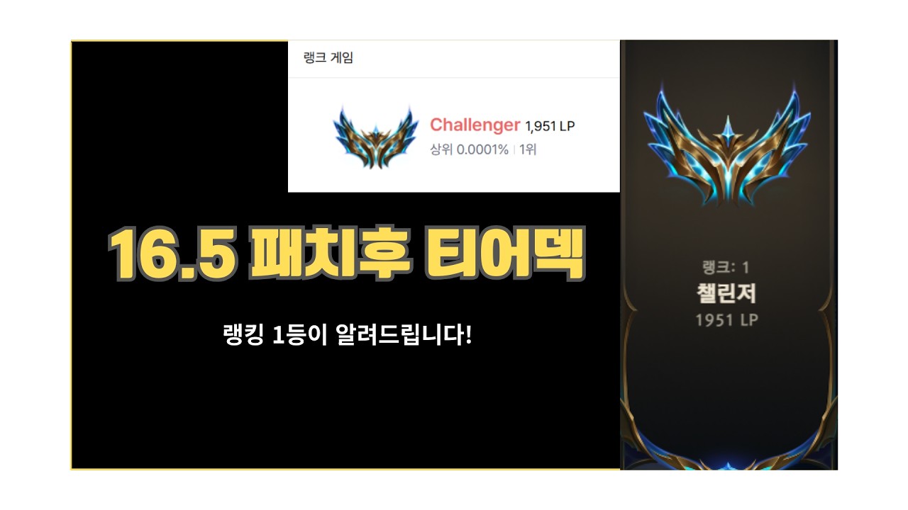 롤체 랭킹1등 챌린저의 16.5 덱추천 리스트