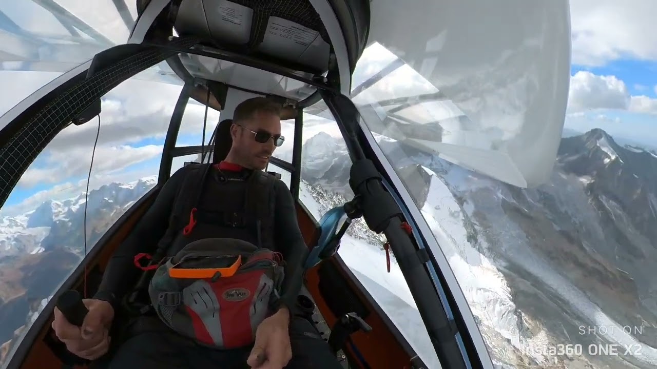 archaeopteryx glider soaring up the north face of obergabelhorn on 8th of Oktober 2023