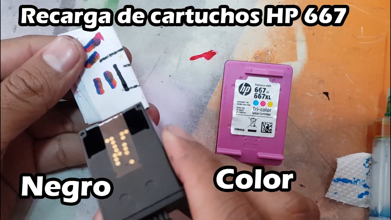 😁Recarga de tintas para los cartucho HP 667, negro y tricolor