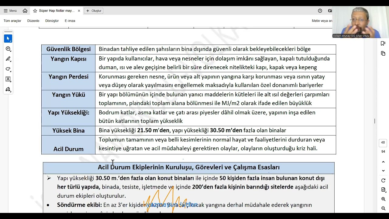 2025 Mayıs İSG Tekrar Kampı 11  Ders (Yangın-Toksikoloji-Elle Taşıma-Ekranlı Araçlar)