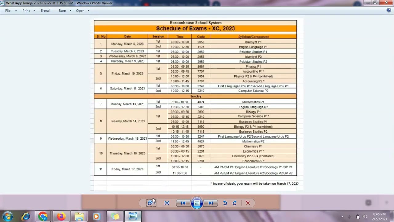 Grade 10- O level Mocks and EOY Timetable- 2023