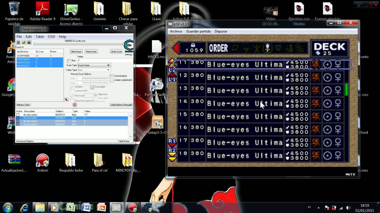 Como usar Cheat Engine 6.4 en YugiOh FM Part 1