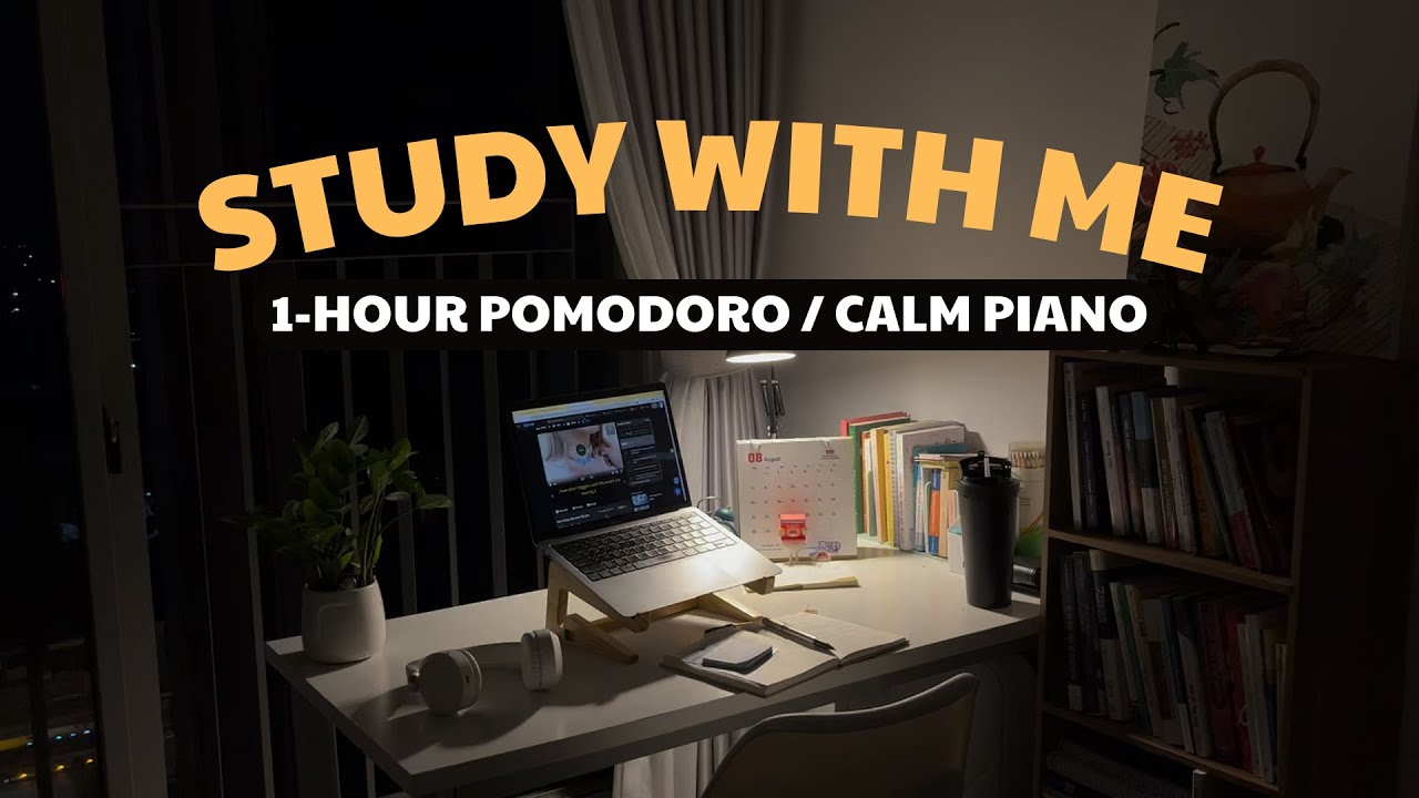 🎧1HR STUDY WITH MEㅣCalm pianoㅣpomodoro 25/5, with alarm and timer
