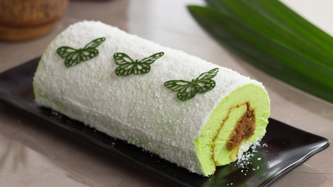Pandan Roll Cake | Bolu Gulung Klepon