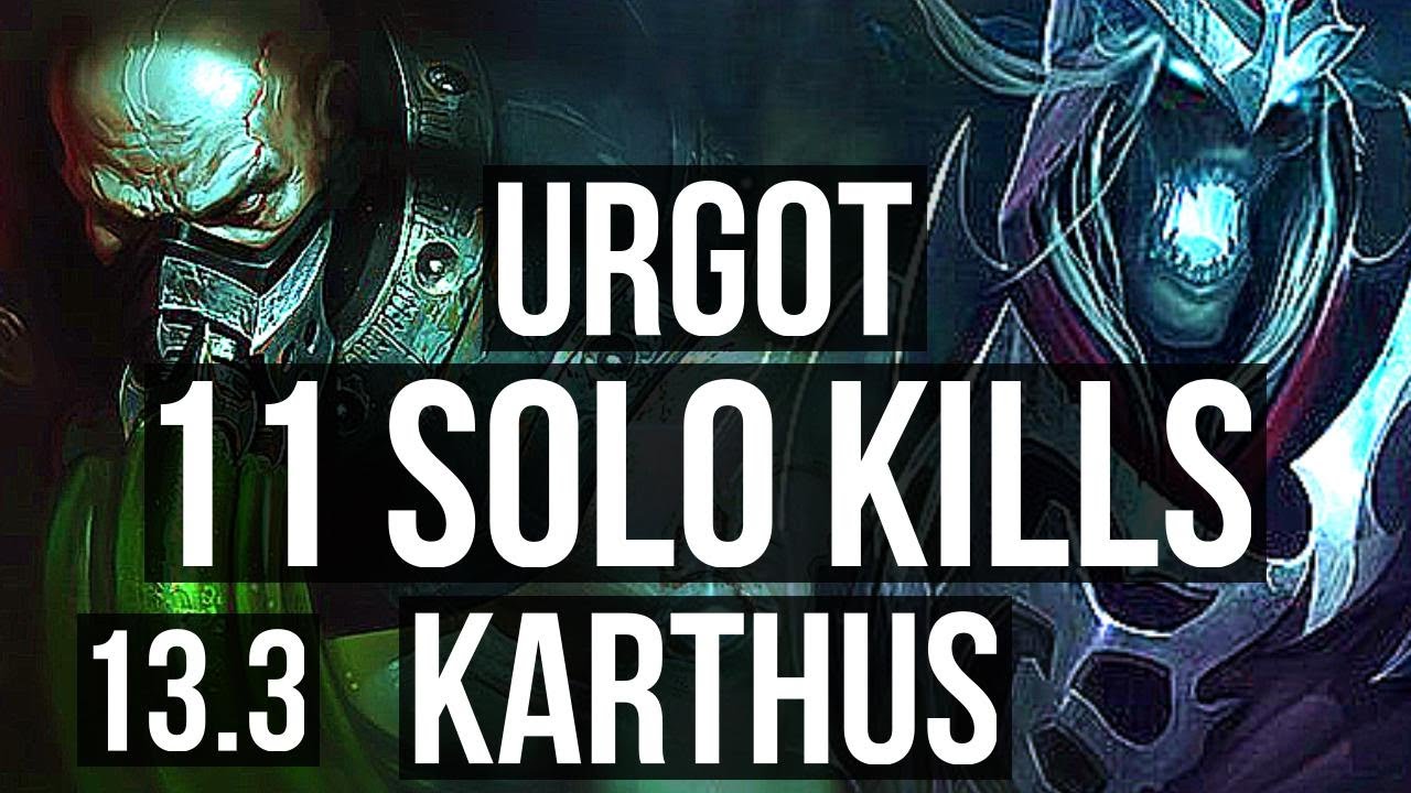 URGOT vs KARTHUS (TOP) | 11 solo kills, Legendary, 1.1M mastery, 300+ games | KR Diamond | 13.3