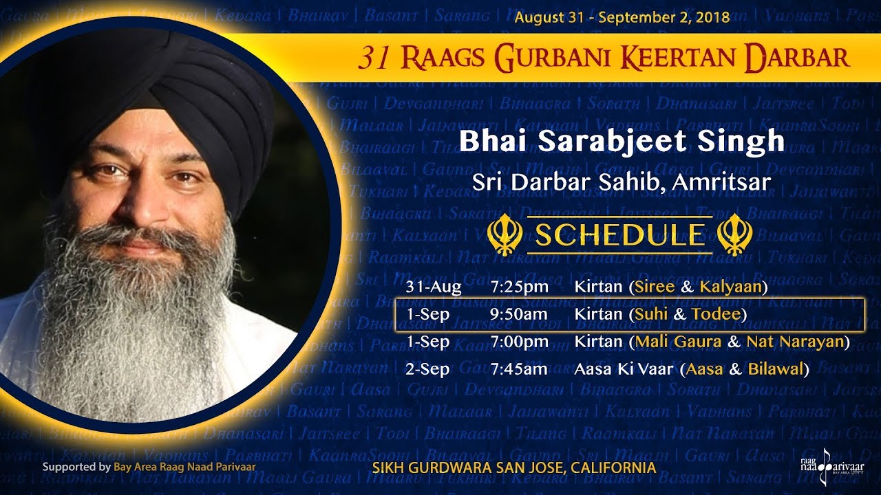 Raag Suhi & Raag Todi - Bhai Sarabjit SIngh Laddi [31 Raags Darbar 2018]