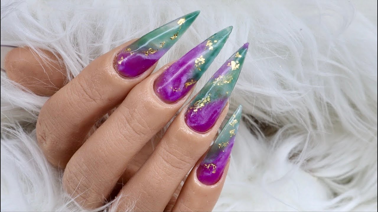 Rainbow fluorite with gel polish