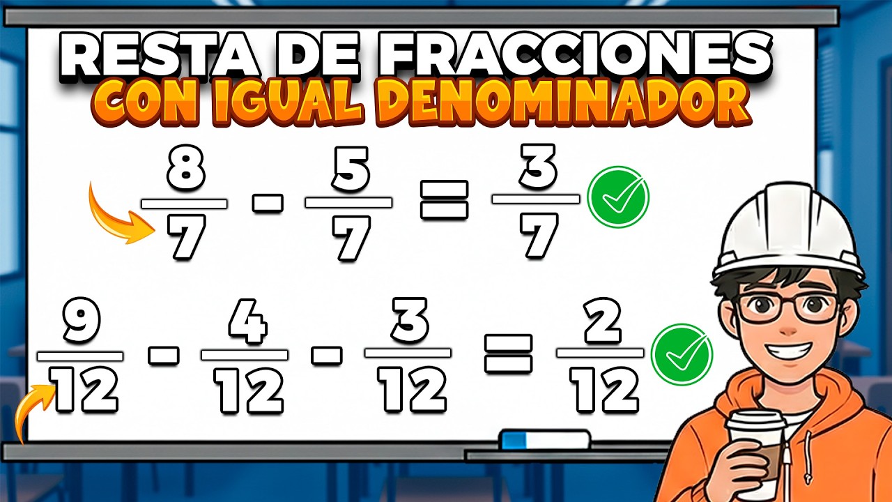 RESTA DE FRACCIONES con IGUAL DENOMINADOR 🫡| Super fácil (Para Principiantes)