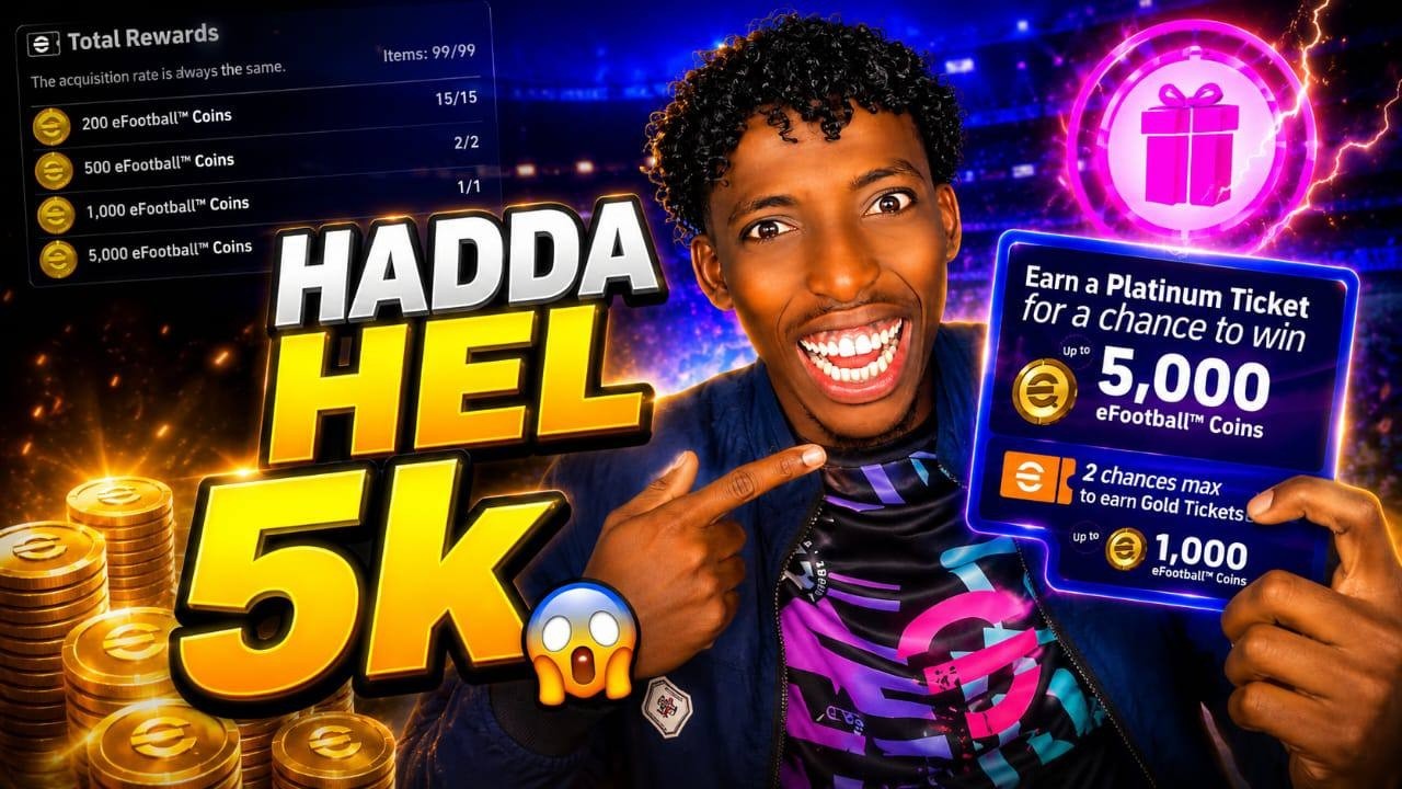 SIDEE 😱 LOO HELAA 5000 COINS | OGOOW WAX WALBA | FREE COINS KONAMI | DAAWO HADDA #efootball