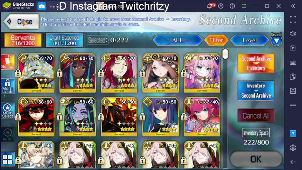 Highlight:   ORT SO CRAZY LOL also rip my 1-3 stars servants(low volume)