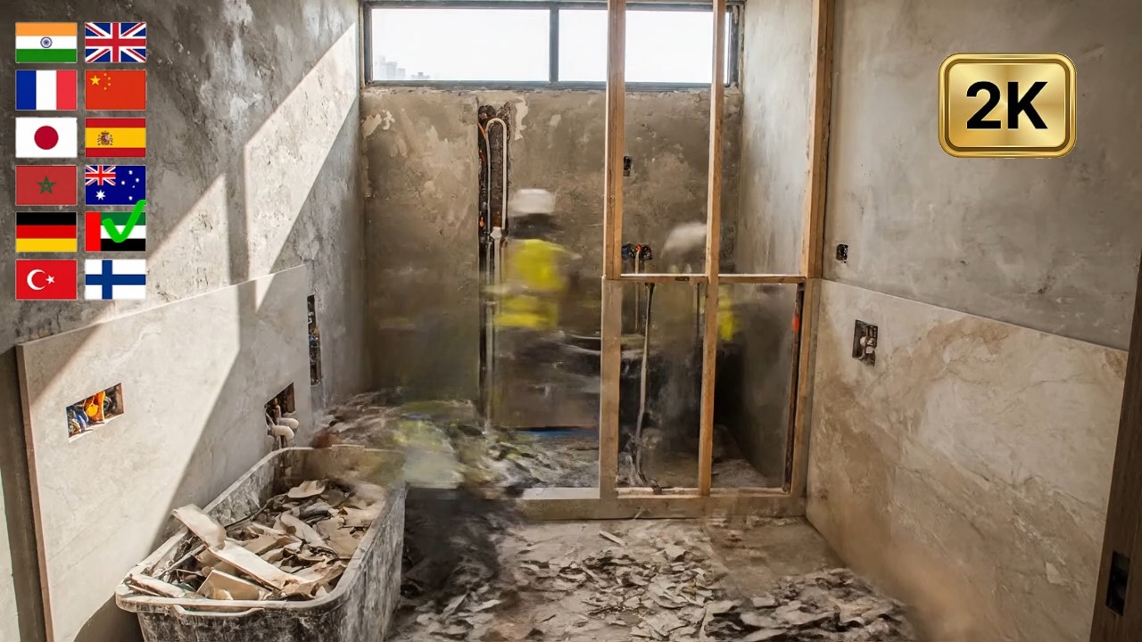 12 Countries Bathroom Construction Timelapse🌍 | AI ARCHITECTURE BUILD