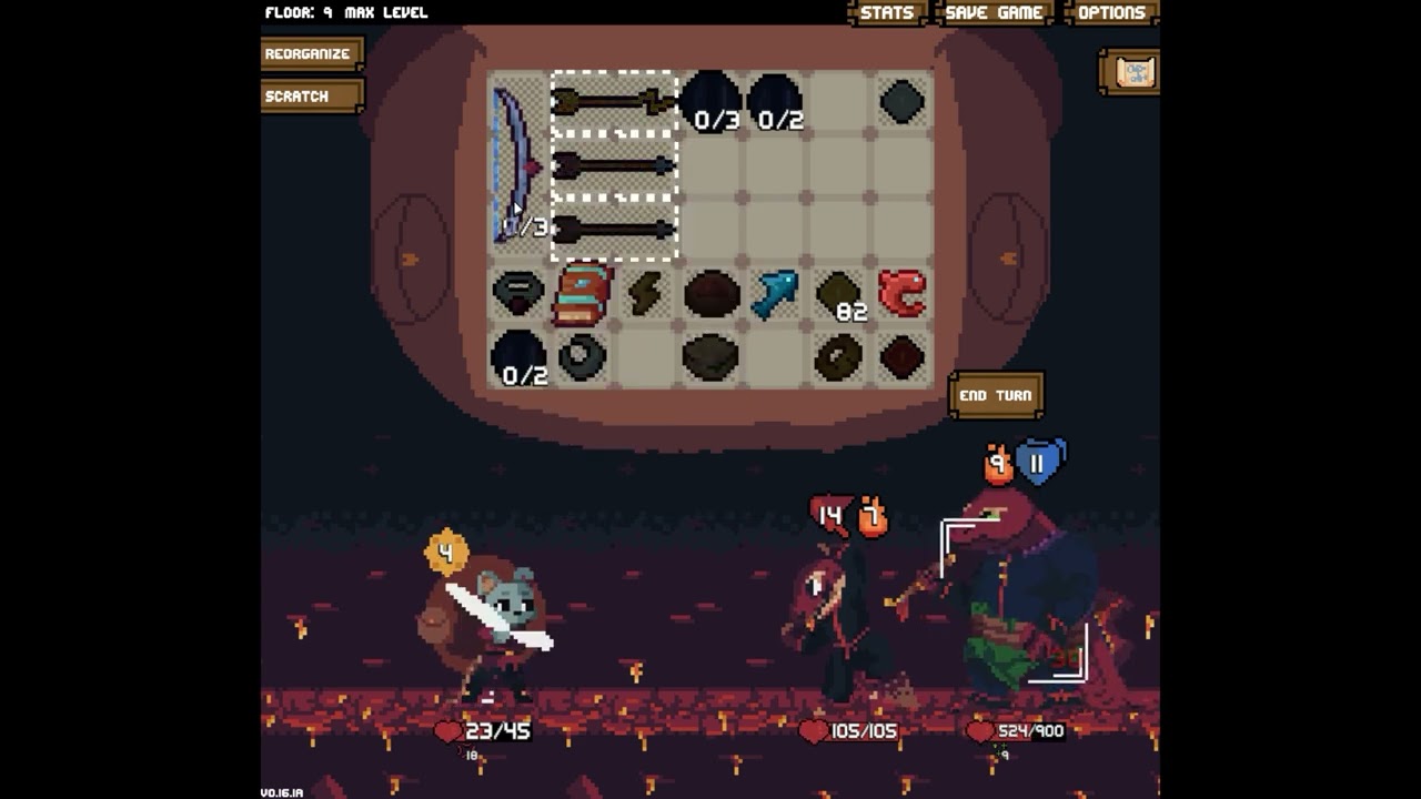 Backpack Hero - No defense archer vs end boss.