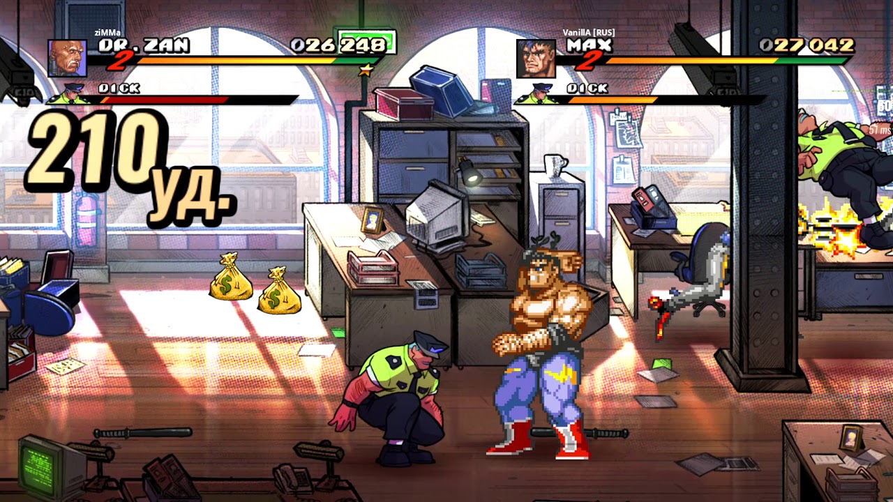 Speedrun Streets of Rage 4 co-op, (Zan SOR3, MAX SOR2) Arcade, Mania v05 47:00 PB