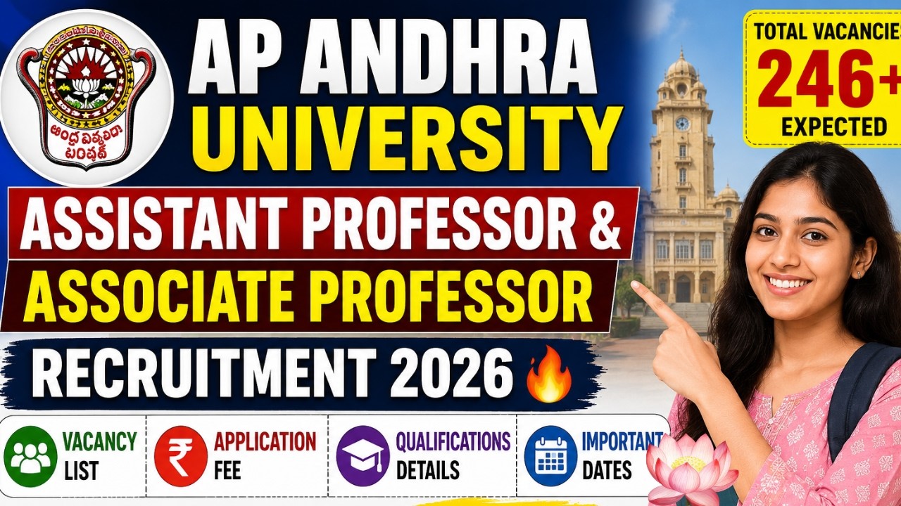 AP University Jobs 2026 | AU Assistant Professor Posts&Associate Professor Eligibility & Fee Details