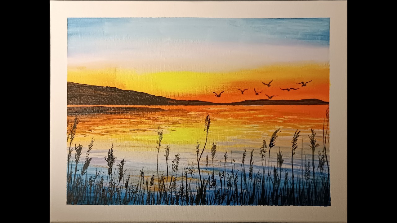 Relaxing Sunset Landscape Painting | Acrylic Art Process (Satisfying & Calming)