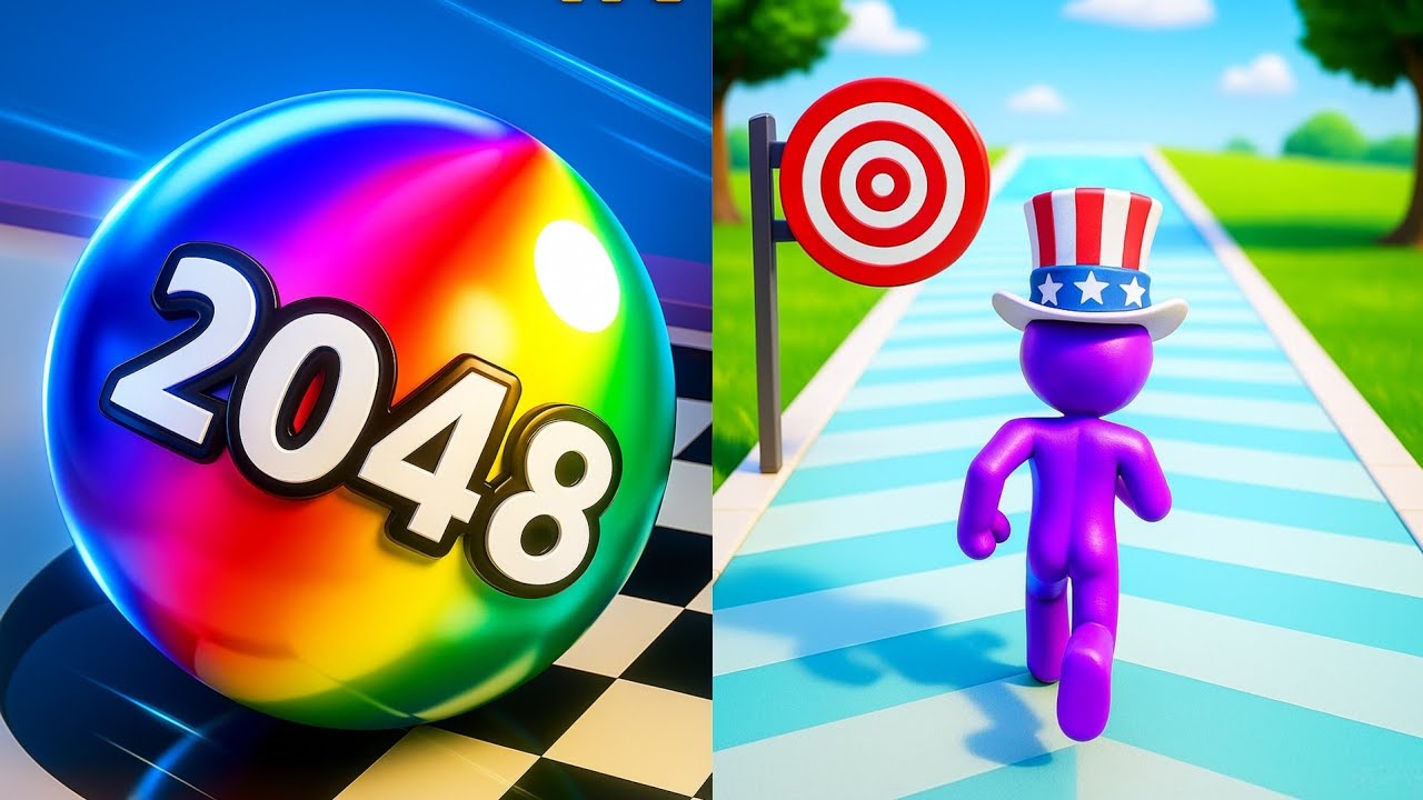 Ball Run 2048 vs Tall Man | Hard Level Gameplay | Walkthrough Gameplays 🪜🎮💥 🦒🚶&zwj;♂️📏