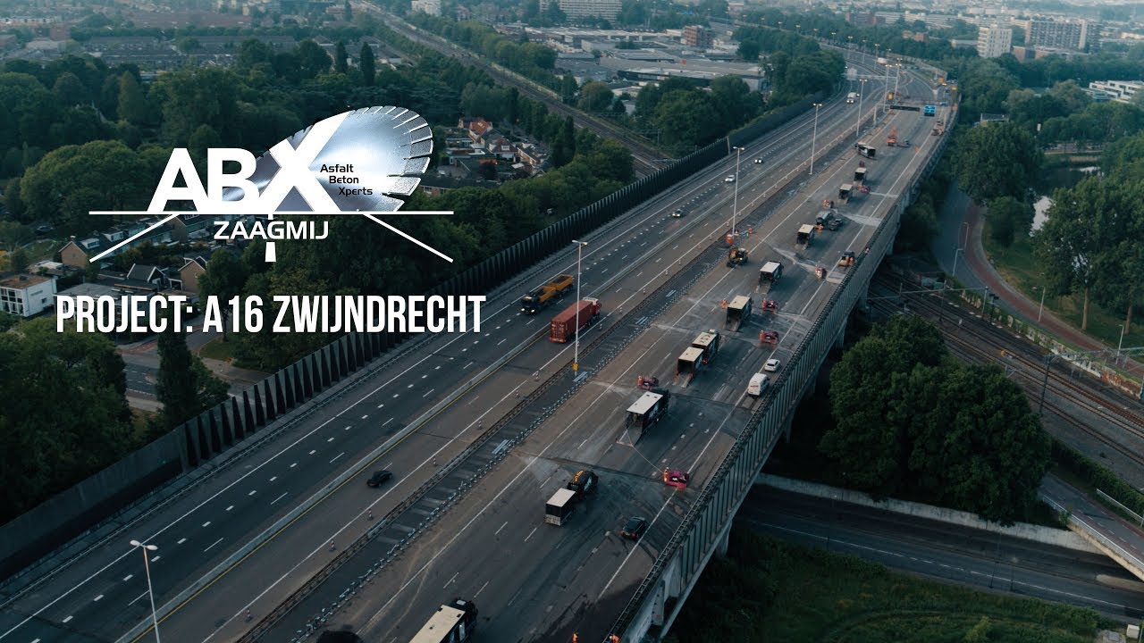 Continu staalzagen (voegovergangen) op de A16 te Zwijndrecht - ABX zaagmij