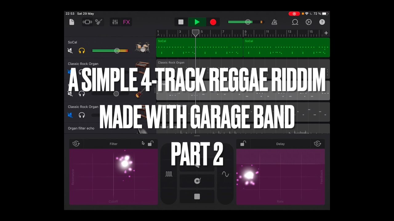 Create a Reggae Loop with GarageBand Tutorial Part 2 - Bass, Organ, Effects