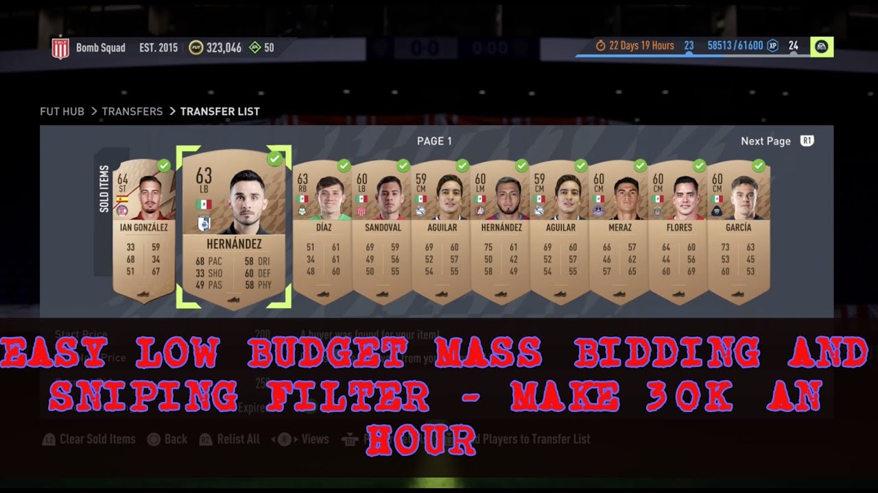 FIFA 22 TRADING TIPS - EASY LOW BUDGET MASS BIDDING AND SNIPING FILTER - MAKE 30K+ AN HOUR - FIFA 22