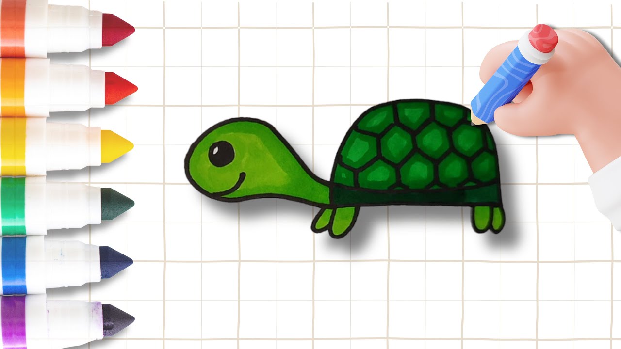 How to Draw and Color a Cute Turtle for Kids | Easy Step-by-Step Tutorial 🐢🌈🖌️ #kozikids