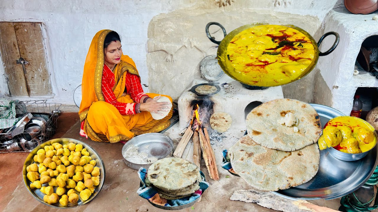 Winter Special Lanch🥶इस घनघोर कोहरे में गाँव का पकोड़ा कढ़ी और बाजरे की रोटी🌺खाने आ जाओ सभी